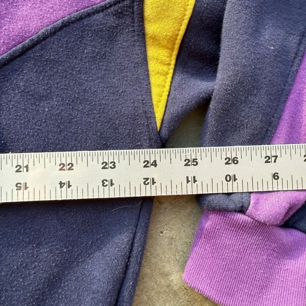 Vintage‎ Adidas Trefoil Track Jacket Purple Navy Yellow Colorblock Fleece Large